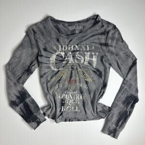 Johnny Cash Tie-Dye Long Sleeve T-Shirt Size Small Grunge Rock Country Music Tee